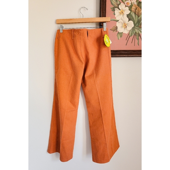 70s Turtlebax Deadstock Orange 1970s Vintage Low Rise Wide Leg Bell Bottom Pants - Picture 10 of 15